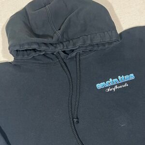 Encinitas Surfboards Hoodie Black Mens Pullover Sweatshirt Spell Out Y2K*